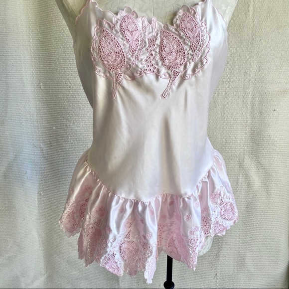 Vintage Victoria’s Secret 70s 80s Pink Teddy Top Lingerie Bodysuit Onesie Romper - Picture 3 of 8